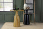Mesa auxiliar redonda Ixia de madera maciza de mango, color natural