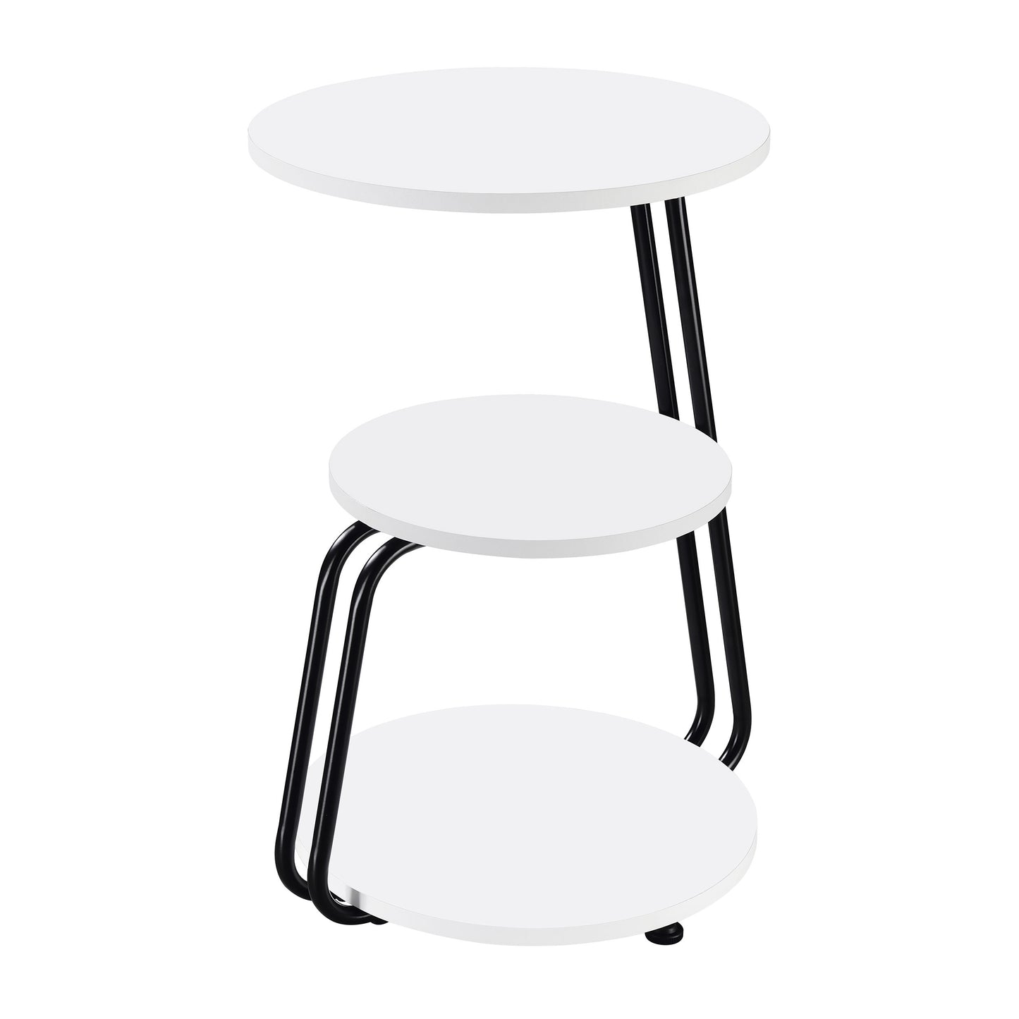 Mesa auxiliar redonda de 3 niveles Hilly en blanco y negro