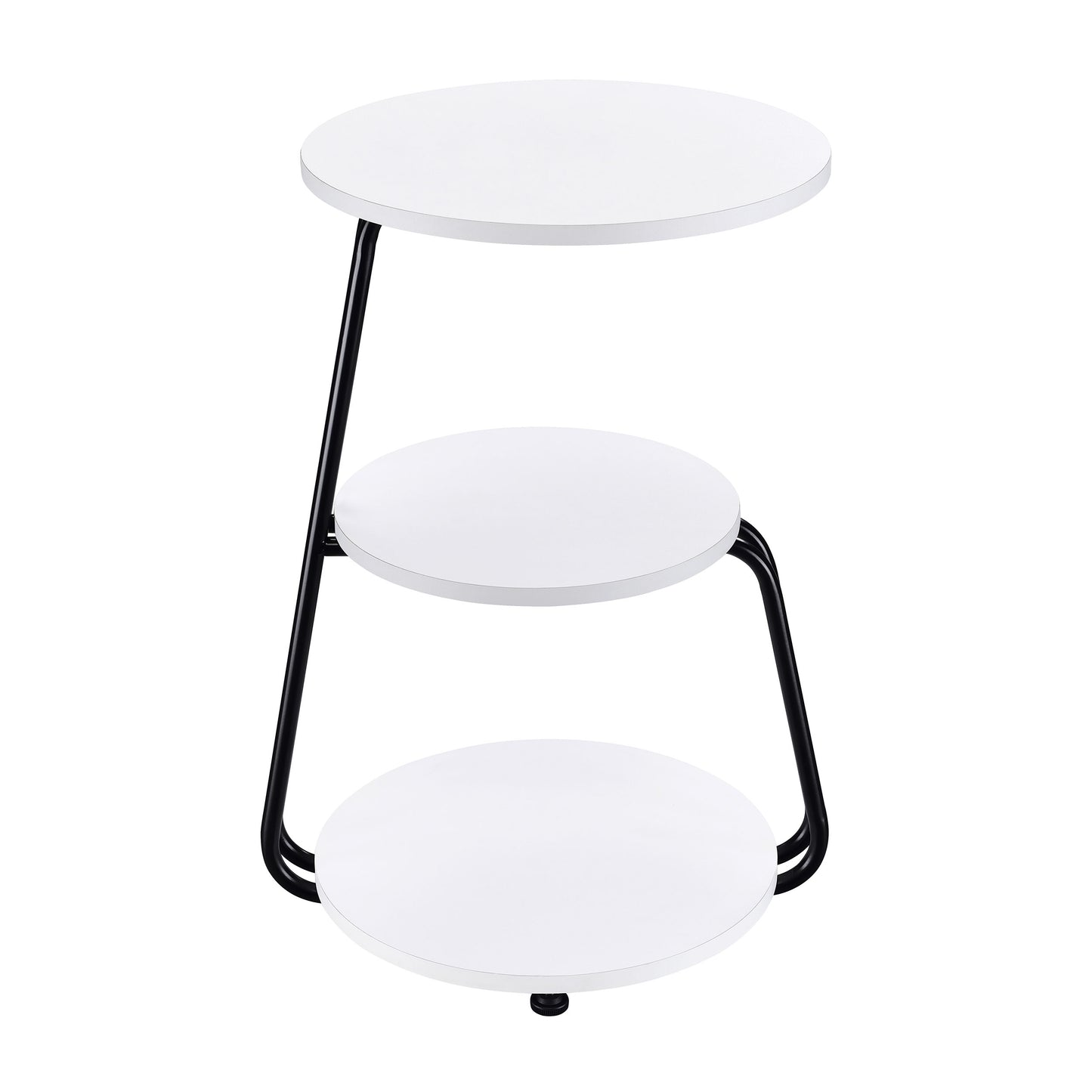Mesa auxiliar redonda de 3 niveles Hilly en blanco y negro