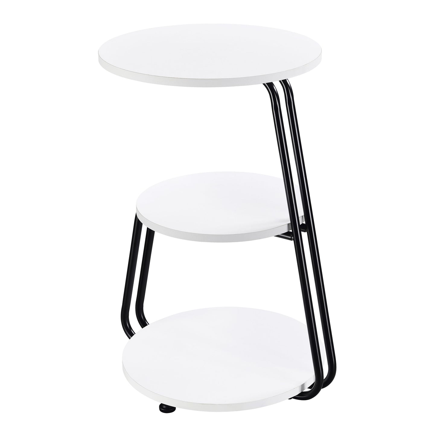 Mesa auxiliar redonda de 3 niveles Hilly en blanco y negro