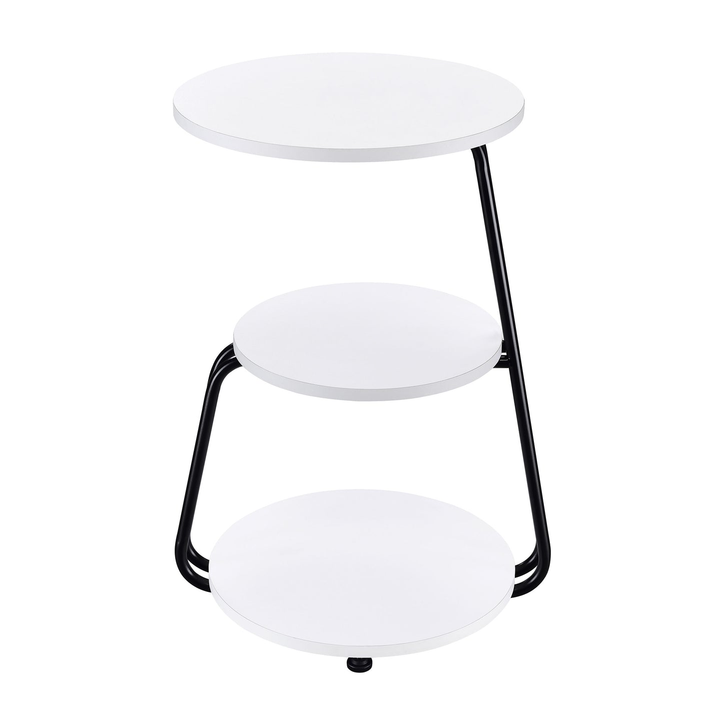 Mesa auxiliar redonda de 3 niveles Hilly en blanco y negro