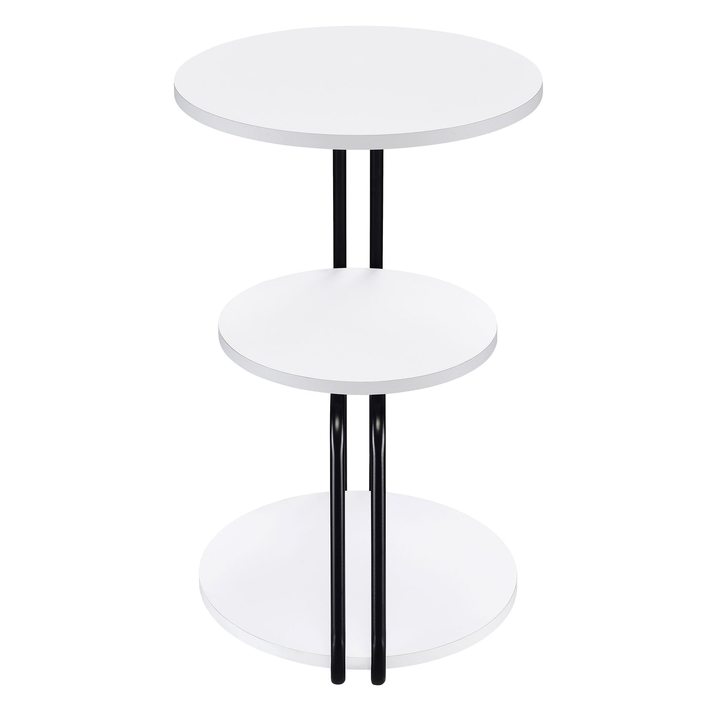 Mesa auxiliar redonda de 3 niveles Hilly en blanco y negro