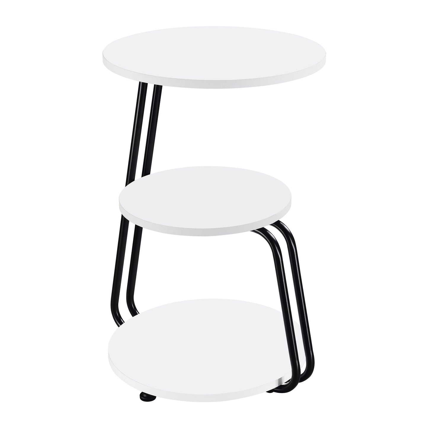 Mesa auxiliar redonda de 3 niveles Hilly en blanco y negro