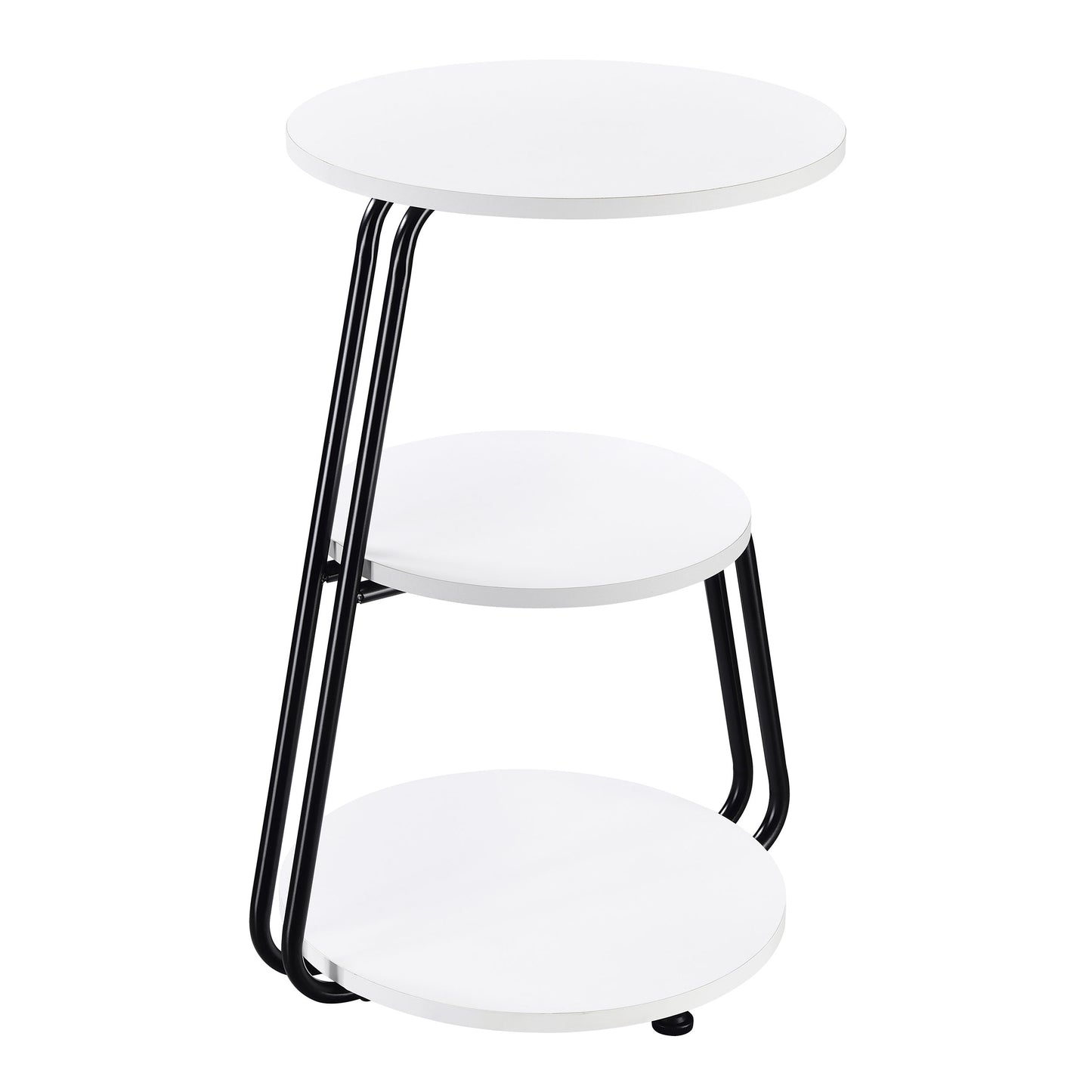 Mesa auxiliar redonda de 3 niveles Hilly en blanco y negro