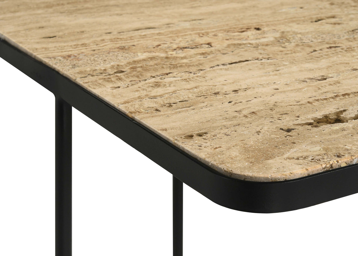 Mesa auxiliar Elyna con superficie de piedra cuadrada y acento beige
