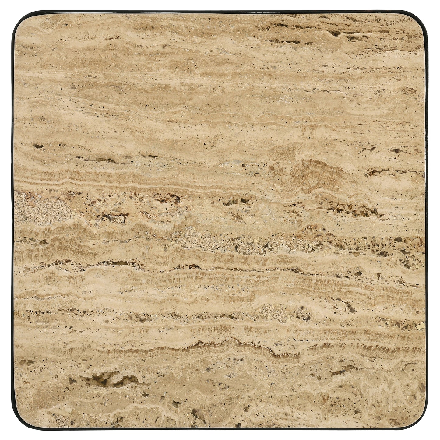 Mesa auxiliar Elyna con superficie de piedra cuadrada y acento beige