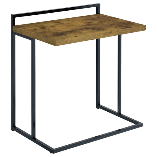 Mesa auxiliar de sofá rectangular en forma de C Dani, color nuez moscada rústica