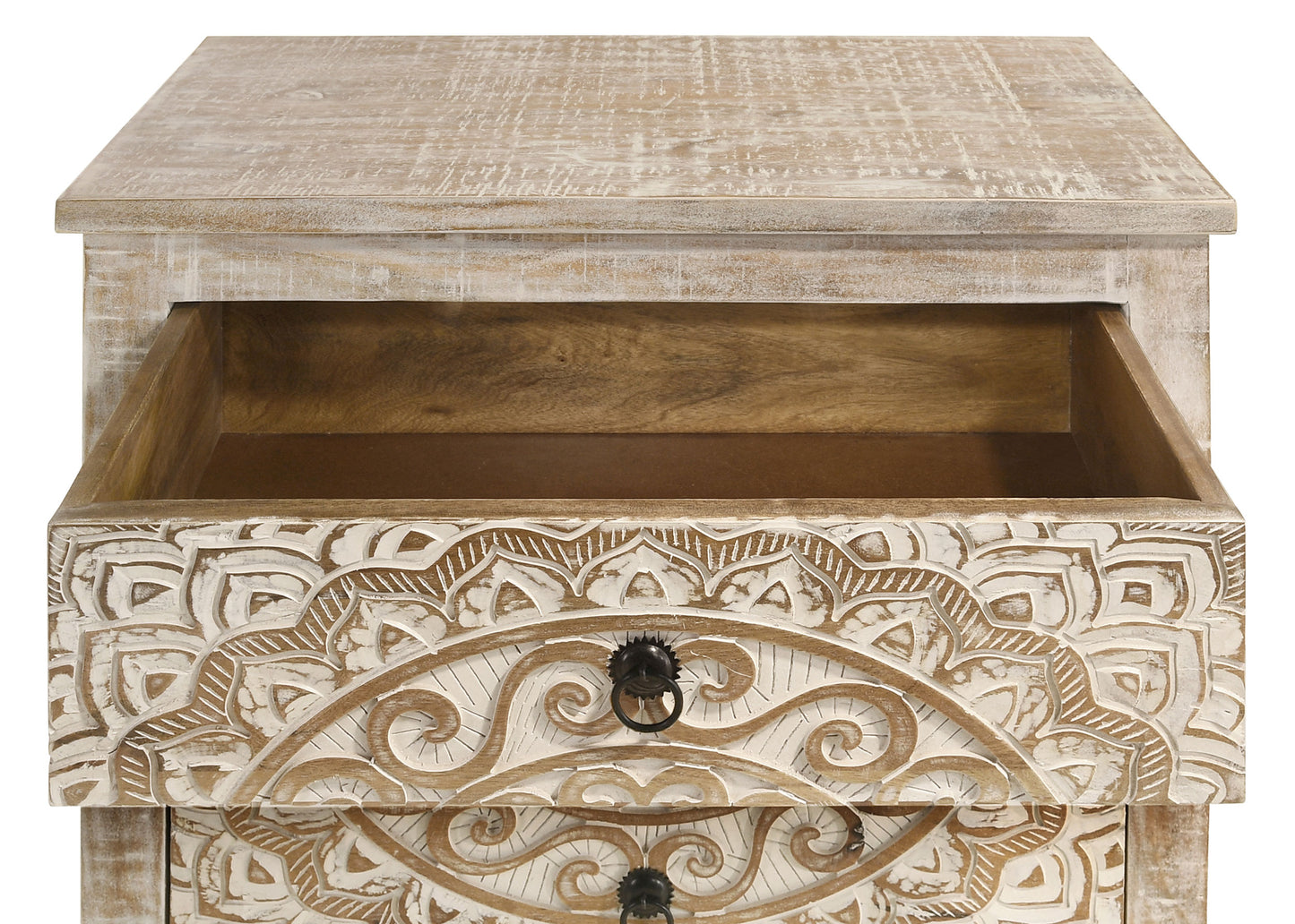 Mariska 3-drawer Wooden Accent Cabinet White Distressed