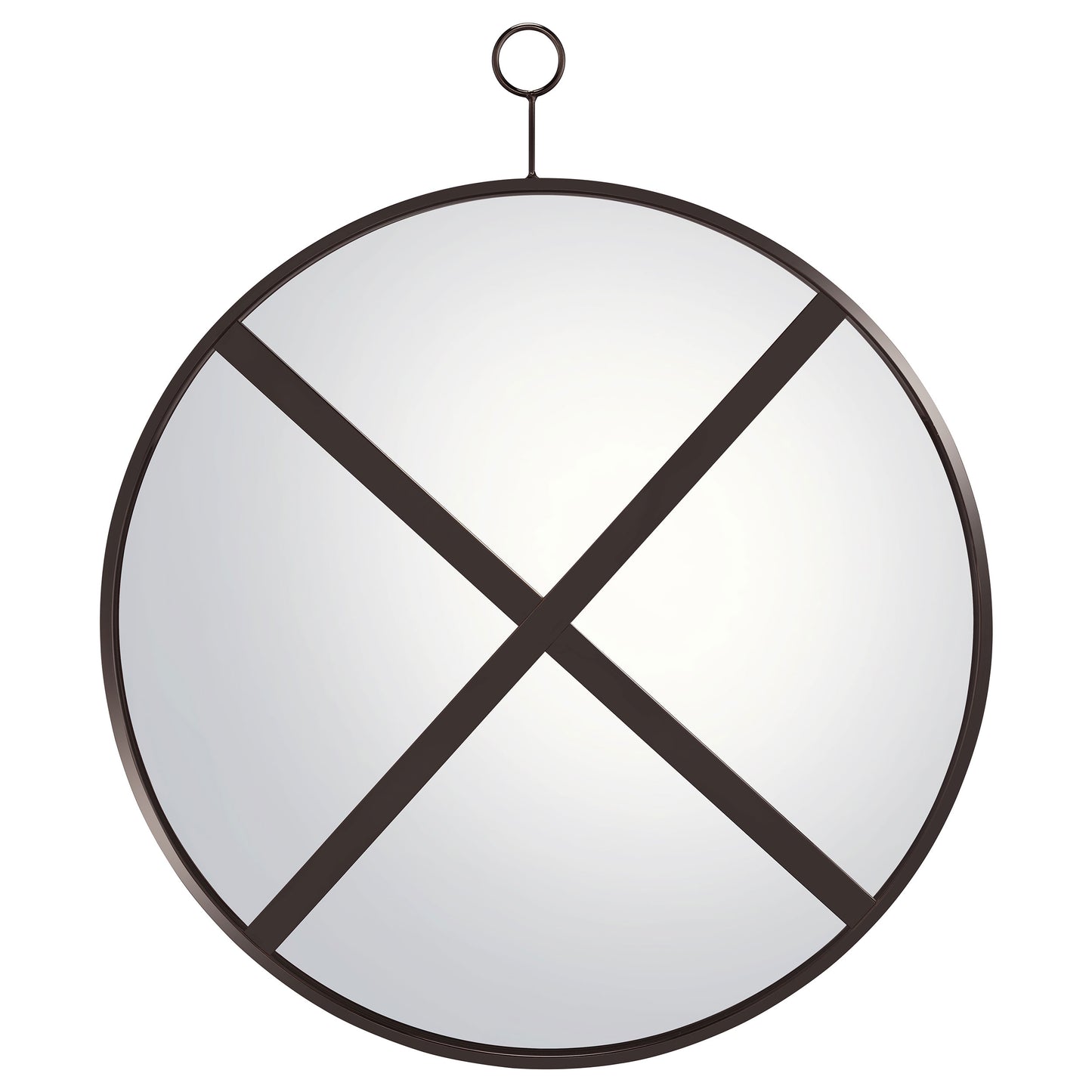 Espejo de pared redondo Gwyneth de 30 x 35 pulgadas en níquel negro