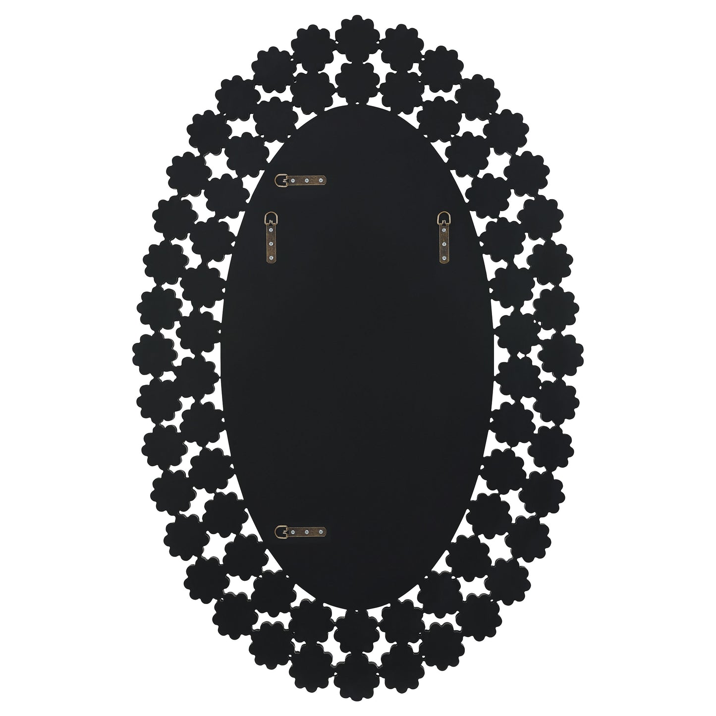 Espejo de pared ovalado Colleen de 31 x 47 pulgadas con flores de cristal plateadas