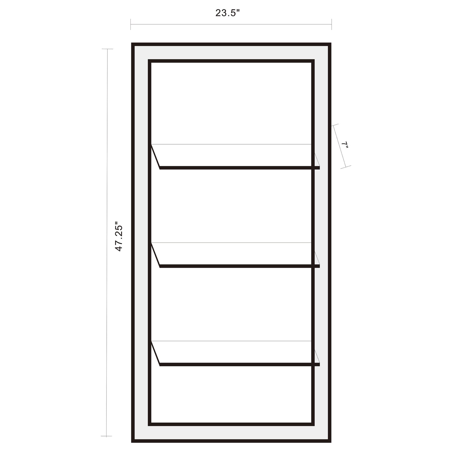 Espejo de pared rectangular Oriel de 24 x 47 pulgadas con 3 estantes, plateado