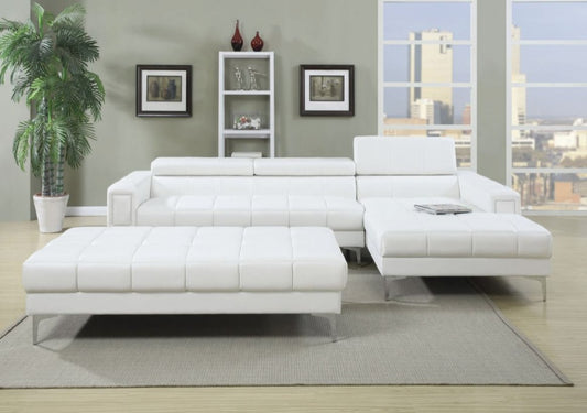 Vogel Modern White Leather Sectional Sofa